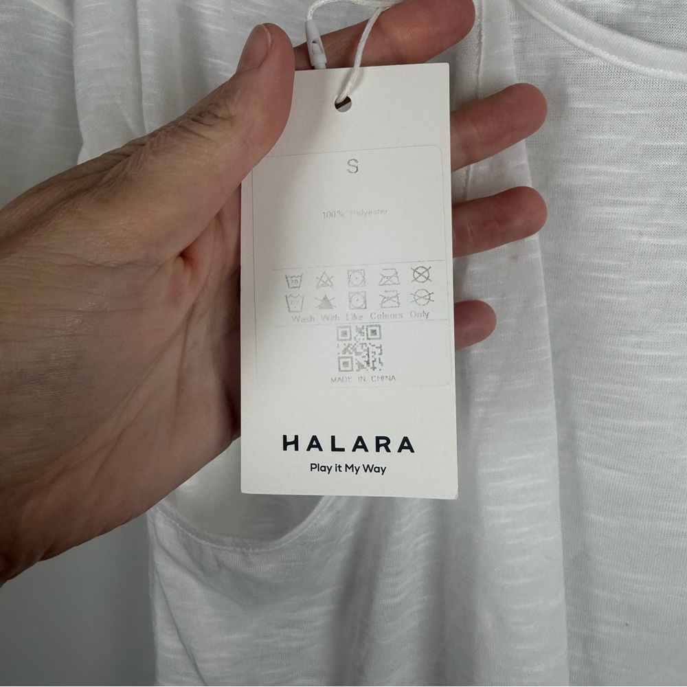 Halara NWT Relaxed 2-in-1 Yoga Tee White Burnout T-Shirt Gym Size Small Relaxed - Picture 5 of 11